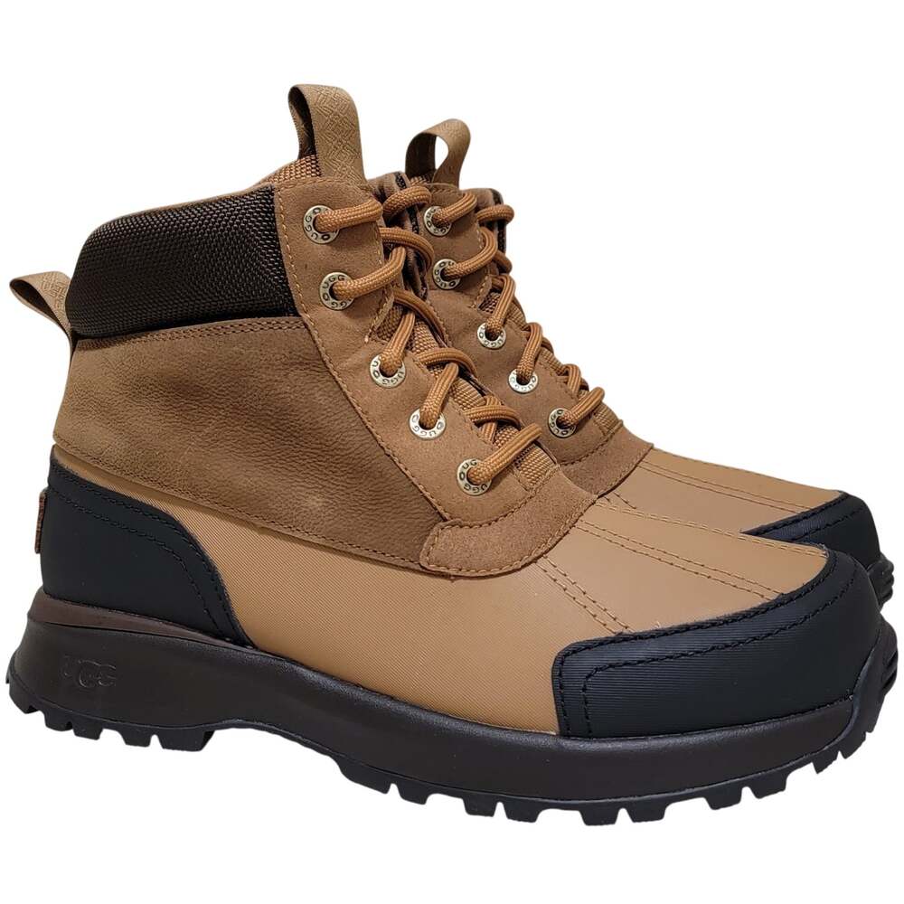 UGG Men Emmett Waterproof Insulated Duck Boots Size US 7 Chestnut Brown Leather